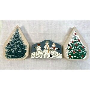 Cats Meow 90s Collectibles 3 Pcs Winter Christmas Trees Snowmen Trio Accessories